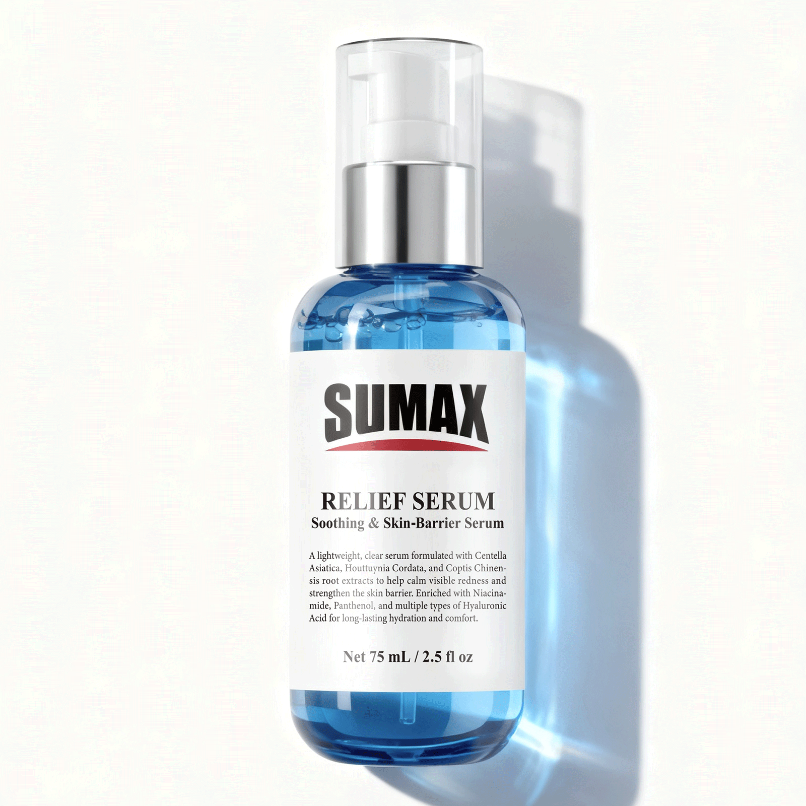SUMAX Relief Serum - Face Serum with Centella + Hyaluronic Acid, for Sensitive & Blemish-Prone Skin, Soothes the Look of Redness, Supports Skin Barrier, Lightweight Non-Sticky, 2.5 fl oz (75 mL)